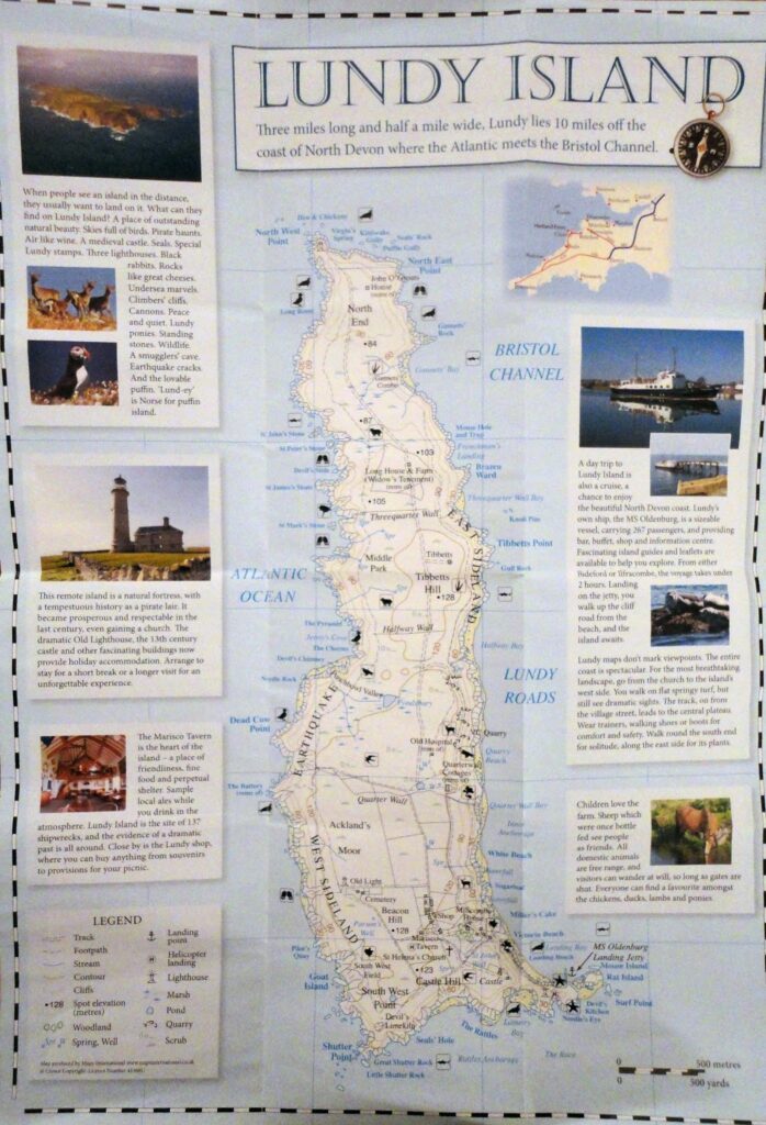 Lundy Island Three miles long and half a mile wide, Lundy lies 10 miles off the coast of North Devon where the Atlantic meets the Bristol channel.
